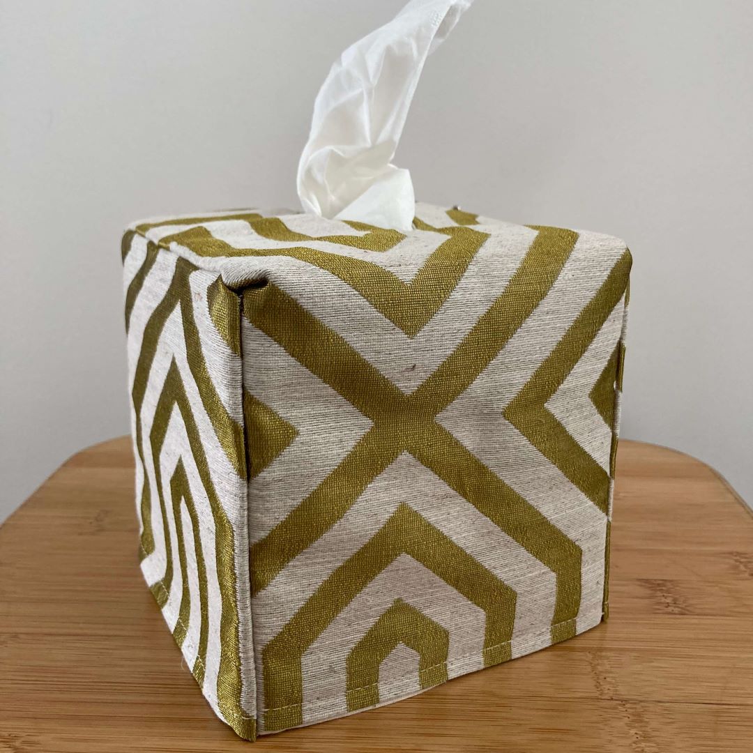 geometric fabric tissue box cover