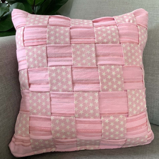 In the weave cushion cover on a couch