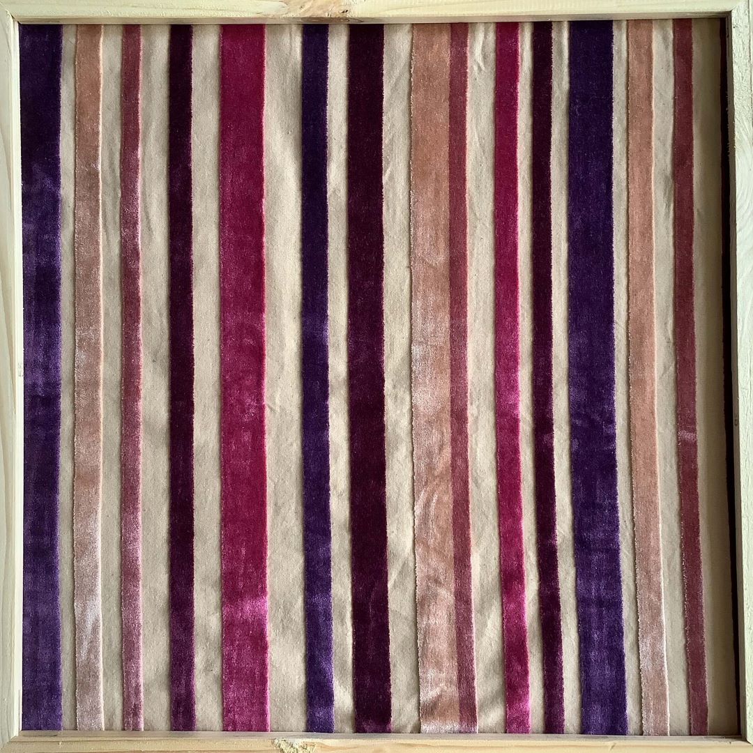 brushed velvet stripes in purple and magenta for custom made cushion covers